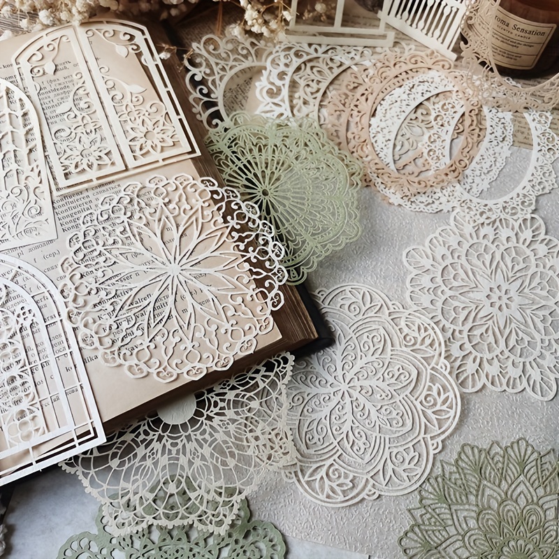 Ink Blotter Paper - 10 個ヴィンテージレース中空素材紙蝶クラフト紙ジャンクジャーナルプランナー装飾 DIY スクラップブッキング素材パック