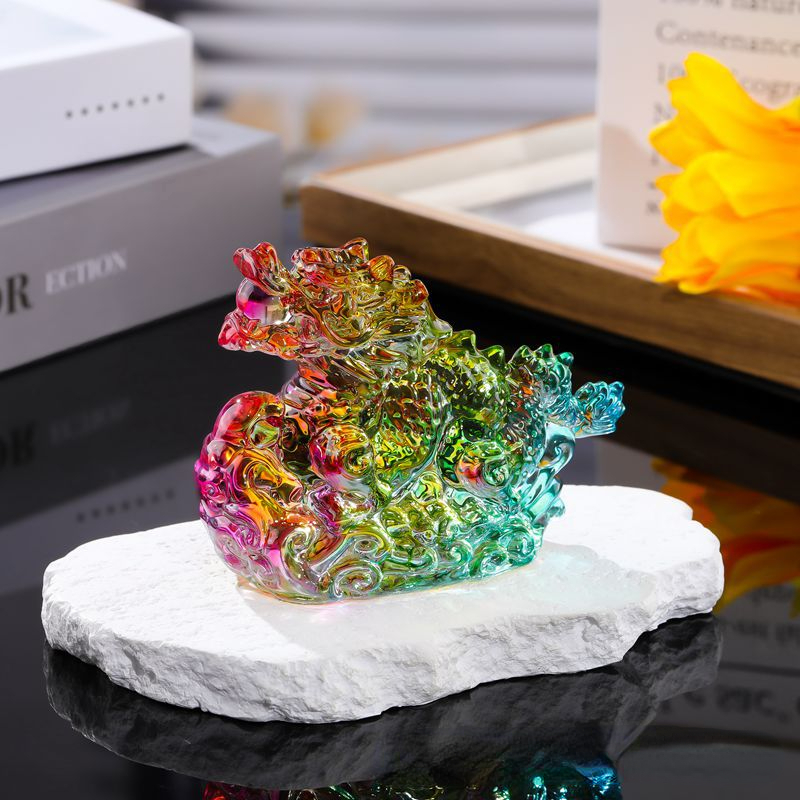 Paper Weight Crystal - ラッキーな中国のzodiacドラゴンの置物、文鎮、文鎮、室内装飾、収集可能な工芸品、ガラス、神話の動物、動物、風水