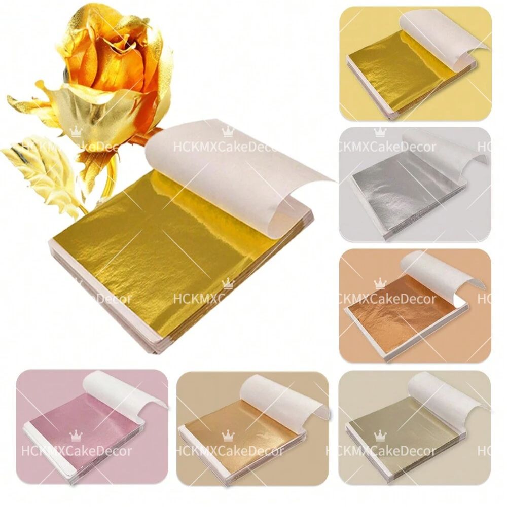 Ink Blotter Paper - 100枚入り 模造金箔シート マルチカラー メタリック箔紙 金箔細工 ネイル