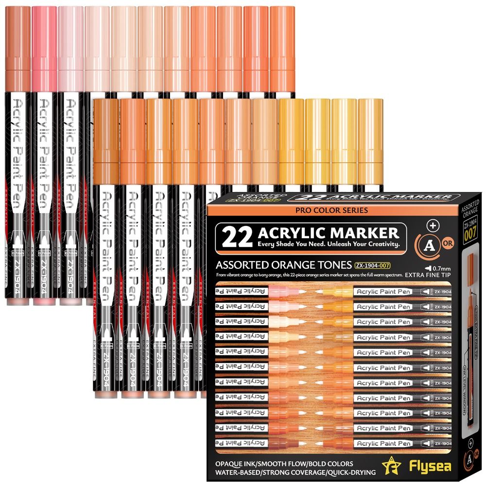 Copic Marker Classic - 22本入り 0.7mm極細アクリル絵の具ペン 無毒水性プロカラーシリーズマーカー アソートカラー 速乾性