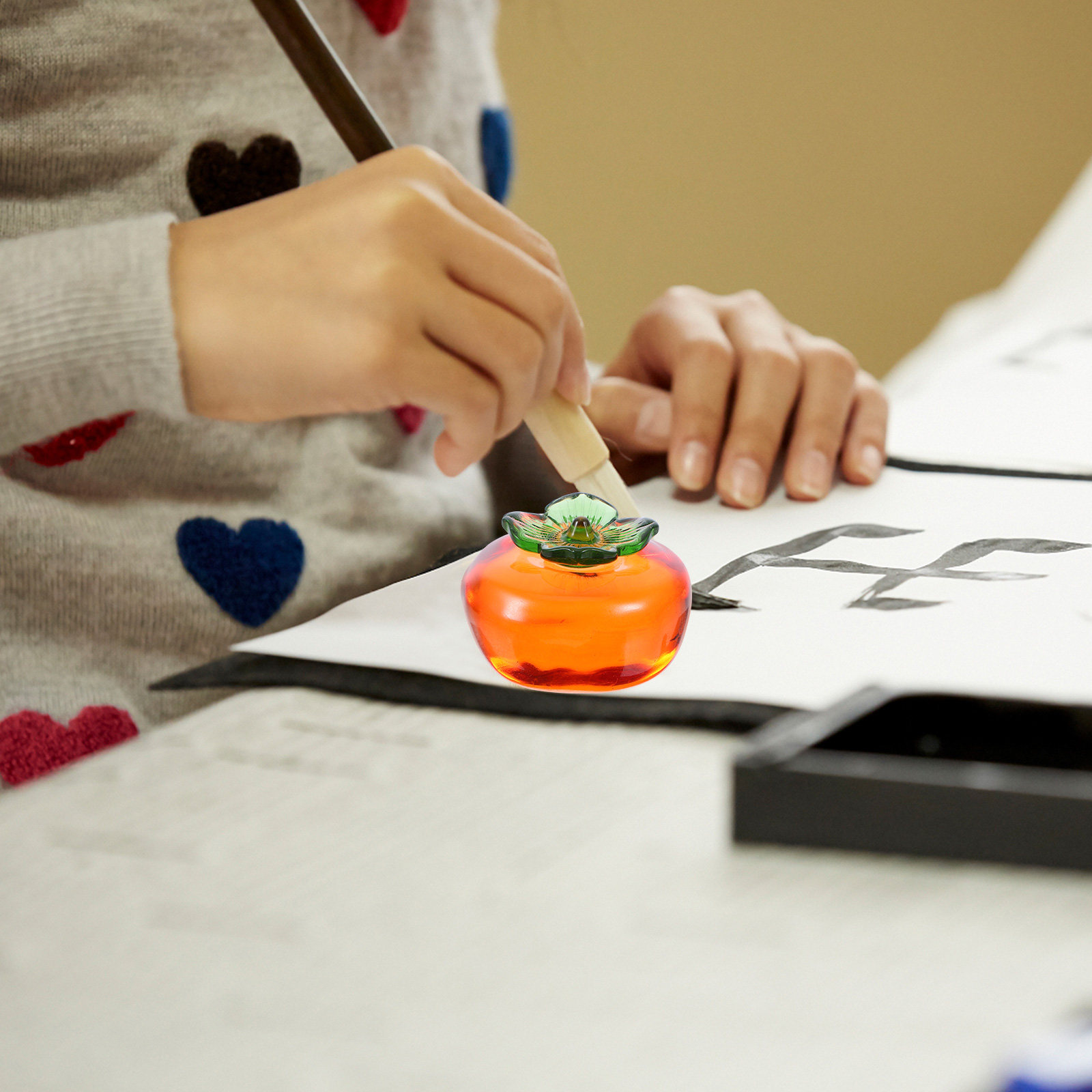 2個入り柿型クリスタルペーパーウェイト、書道練習、筆記、描画 - Paper Weight Crystal のレビューと価格