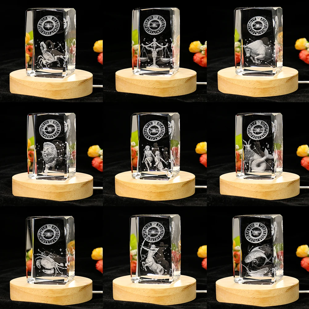 3D zodiacは、ベースの装飾、レーザー彫刻、プリズムガ - Paper Weight Crystal のレビューと価格