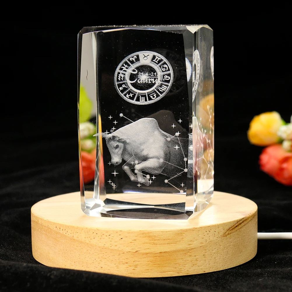 3D zodiacは、ベースの装飾、レーザー彫刻、プリズムガ - Paper Weight Crystal のレビューと価格