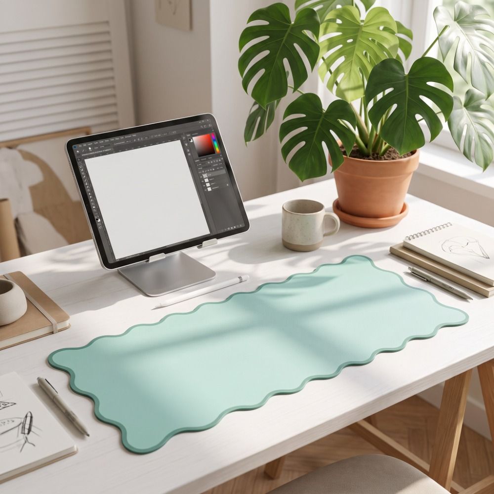 スイートPUレザーデスクパッド、滑り止めウェーブエッジキーボ - Leather Desk Pad のレビューと価格