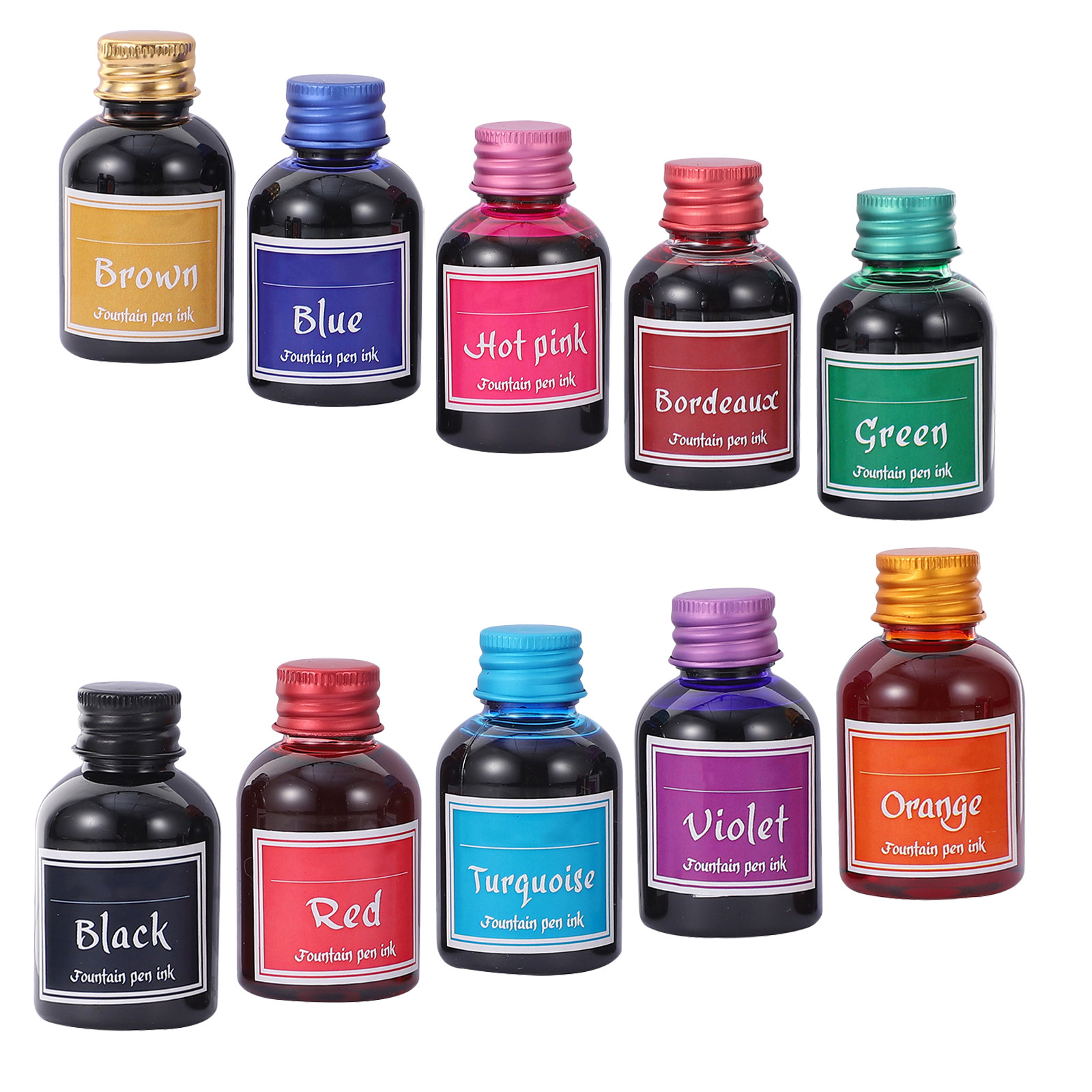 10本入りスムーズフロー速乾性書道インクセット、ノンカーボン - Fountain Pen Bottled Ink のレビューと価格